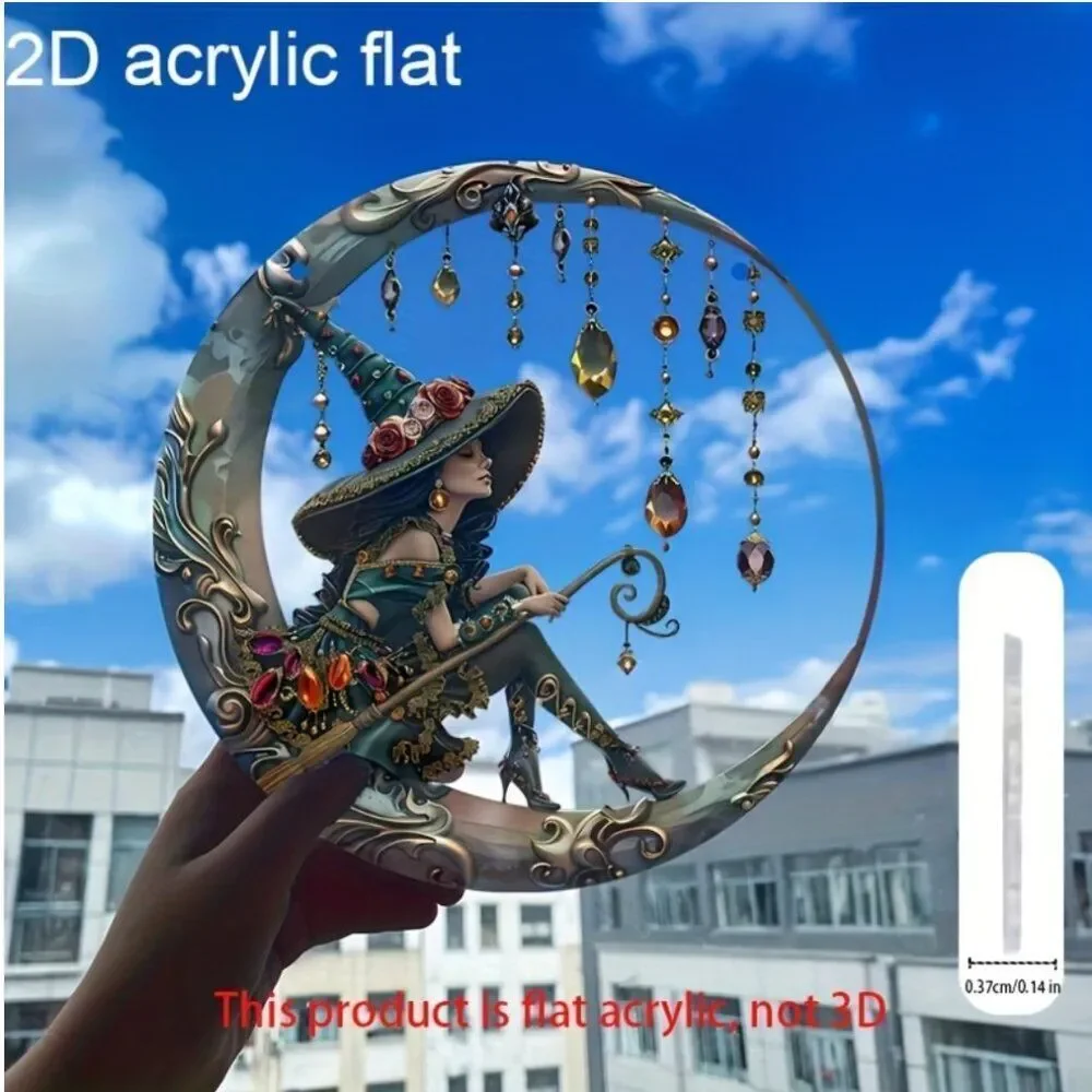 Fantasy Mystical Moonlight Elf/Witch 2D Flat Acrylic Moonlight/Sunlight Catcher